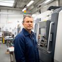 Erik Jansen bij technische machines in een werkplaats